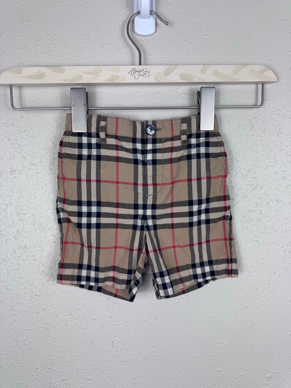 Burberry Baby Oscar Check Cotton Oxford Shorts size 18M MSRP $315